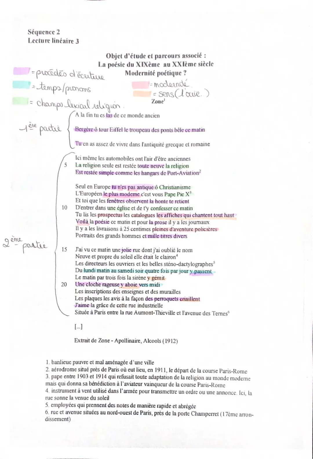 Zone Apollinaire : Analyse Linéaire, Résumé et Commentaire Composé