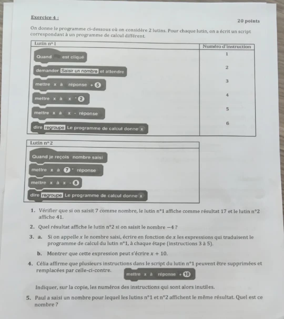Épreuve : 2 heures
BREVET BLANC N°1
SESSION DU 9 DECEMBRE 2024
MATHEMATIQUES
Série Générale
100 points
Ce sujet comporte 5 pages numérotées 