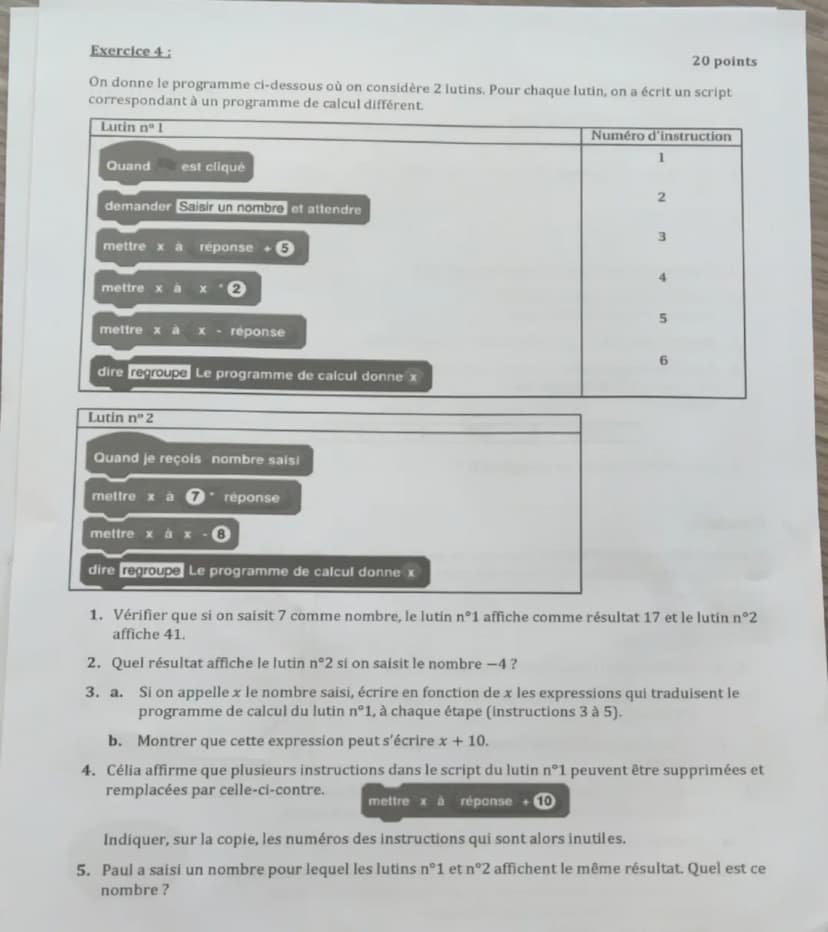 Épreuve : 2 heures
BREVET BLANC N°1
SESSION DU 9 DECEMBRE 2024
MATHEMATIQUES
Série Générale
100 points
Ce sujet comporte 5 pages numérotées 