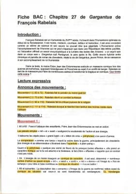 Know Fiche Bac Chapitre 27 de Gargantua de François Rabelais  thumbnail