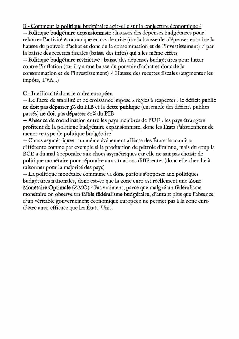 Concepts
Marché unique depuis 1992, fusion des marchés nationaux car cela incite une
concurrence plus importante entre les entreprises de l'