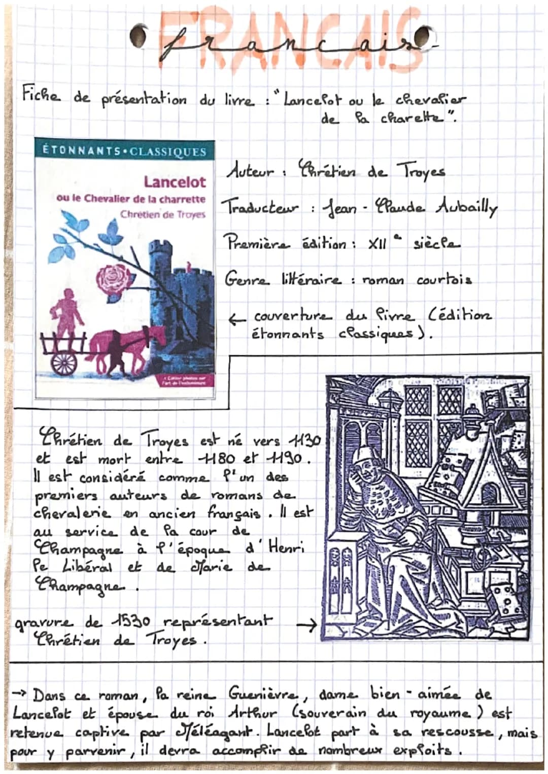 • prancaire
Fiche de présentation du livre :"Lancelot ou le chevalier
de la charelte".
ÉTONNANTS CLASSIQUES
Lancelot
ou le Chevalier de la c