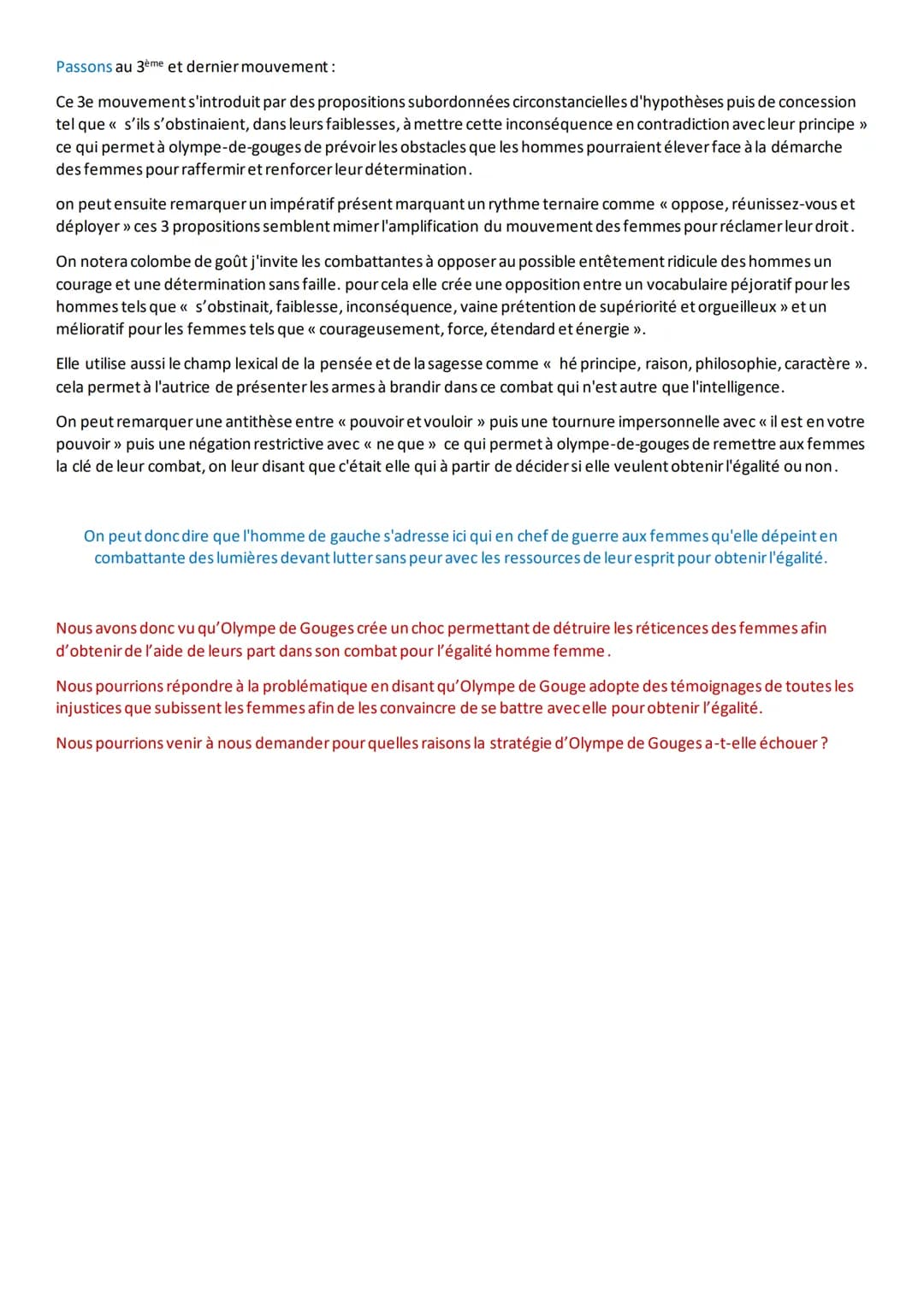 Analyse linéaire 10 postambule
Olympe de Gouges publie la déclaration des droits de la femme et de la citoyenne en 1791, soit 2 ans après la