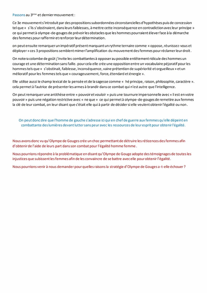 Analyse linéaire 10 postambule
Olympe de Gouges publie la déclaration des droits de la femme et de la citoyenne en 1791, soit 2 ans après la