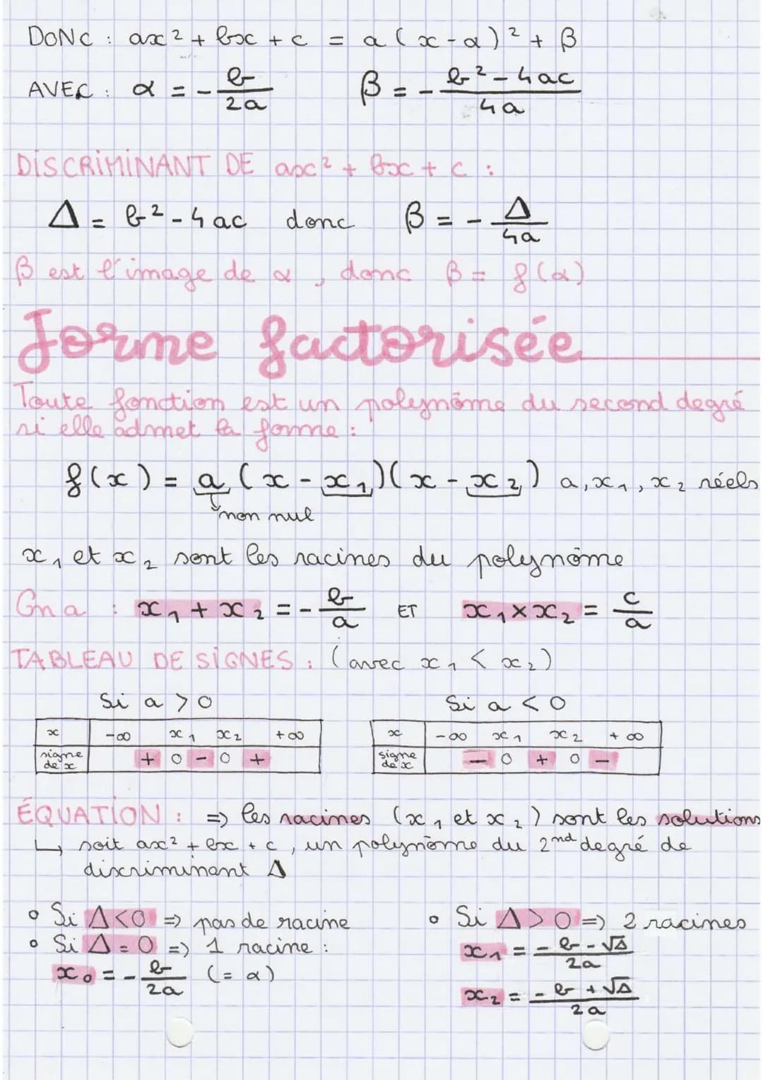 
<h2 id="dfinition">Définition</h2>
<p>Une fonction polynôme de second degré est de la forme : f(x) = ax² + bx + c, avec a, b, et c réels.</