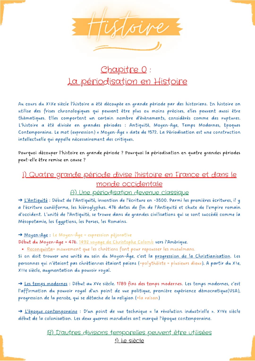 La périodisation