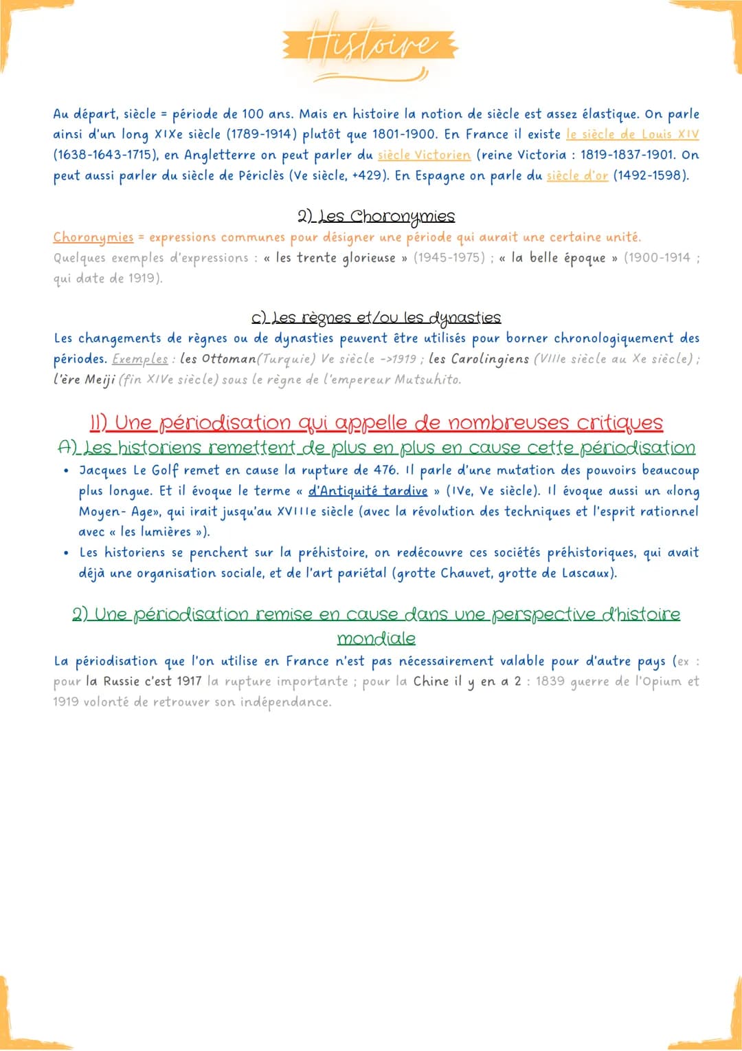 : Histoire &
Chapitre 0:
La périodisation en Histoire
Au cours du XIXe siècle l'histoire a été découpée en grande période par des historiens