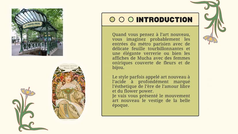 O
C'EST QUOI
L'ART
NOUVEAU?
1890-1915
PRÉSENTÉ PAR FAIROUZ METROPOLITAIN
ALPHONSE MUCHA
Reverie, 1898
O O O INTRODUCTION
Quand vous pensez à