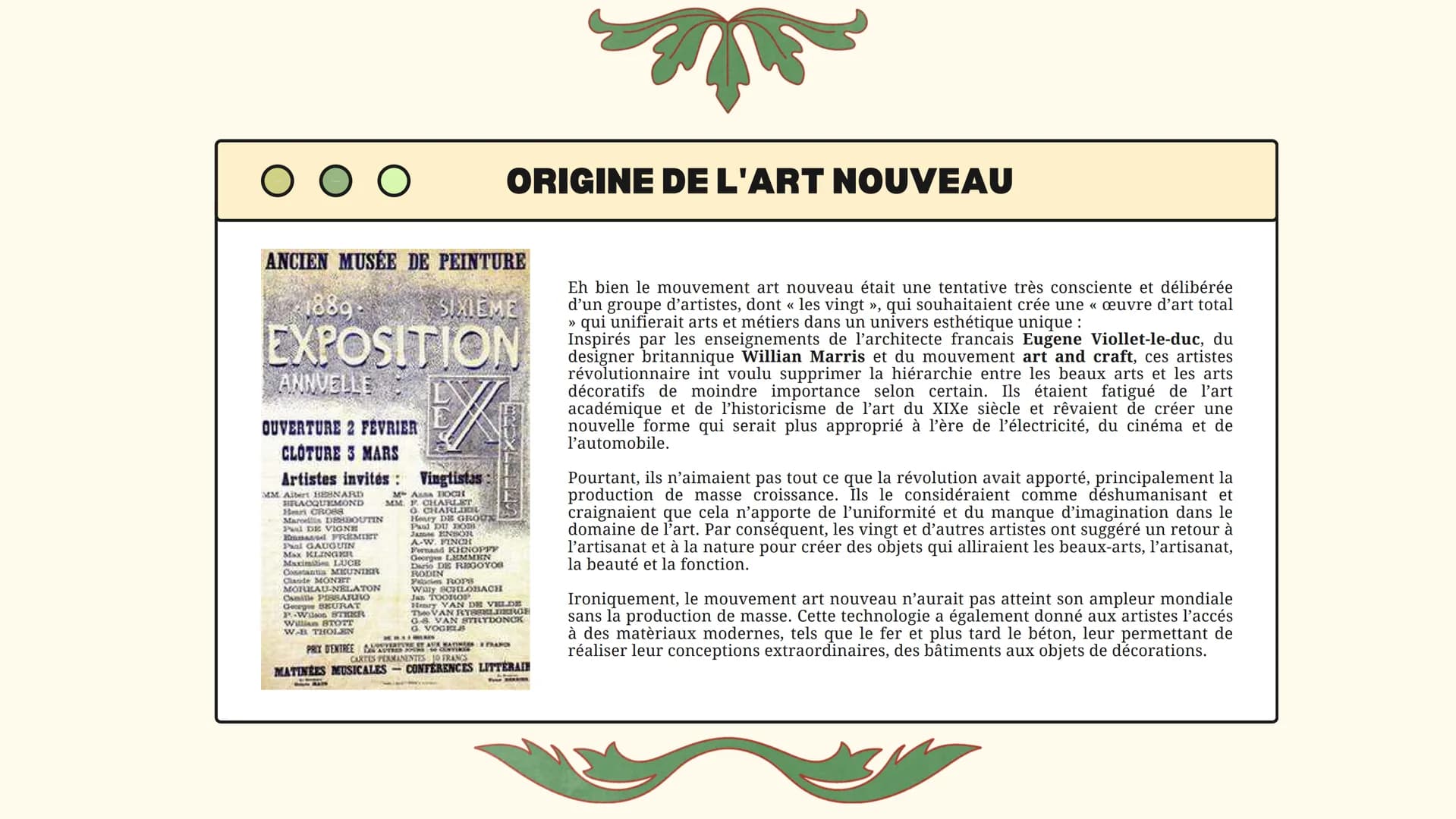 O
C'EST QUOI
L'ART
NOUVEAU?
1890-1915
PRÉSENTÉ PAR FAIROUZ METROPOLITAIN
ALPHONSE MUCHA
Reverie, 1898
O O O INTRODUCTION
Quand vous pensez à