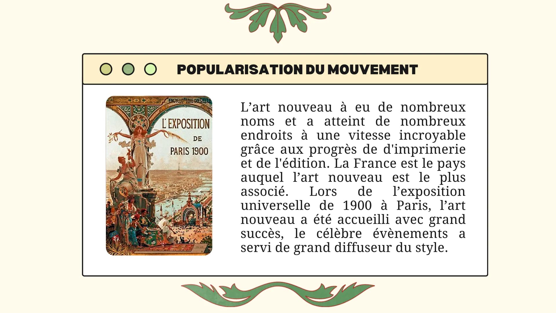 O
C'EST QUOI
L'ART
NOUVEAU?
1890-1915
PRÉSENTÉ PAR FAIROUZ METROPOLITAIN
ALPHONSE MUCHA
Reverie, 1898
O O O INTRODUCTION
Quand vous pensez à