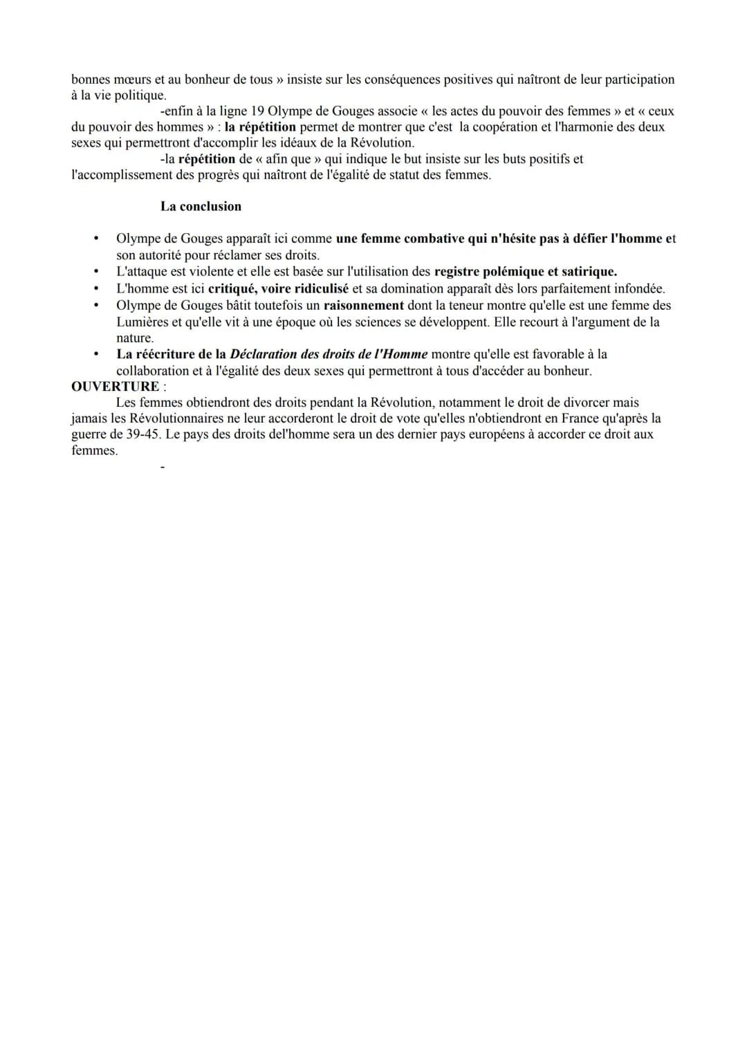 Olympe de Gouges, Texte de LA n°1
Pour l'Introduction :
.
on retiendra en particulier :
-Olympe de Gouges participe à la Révolution français