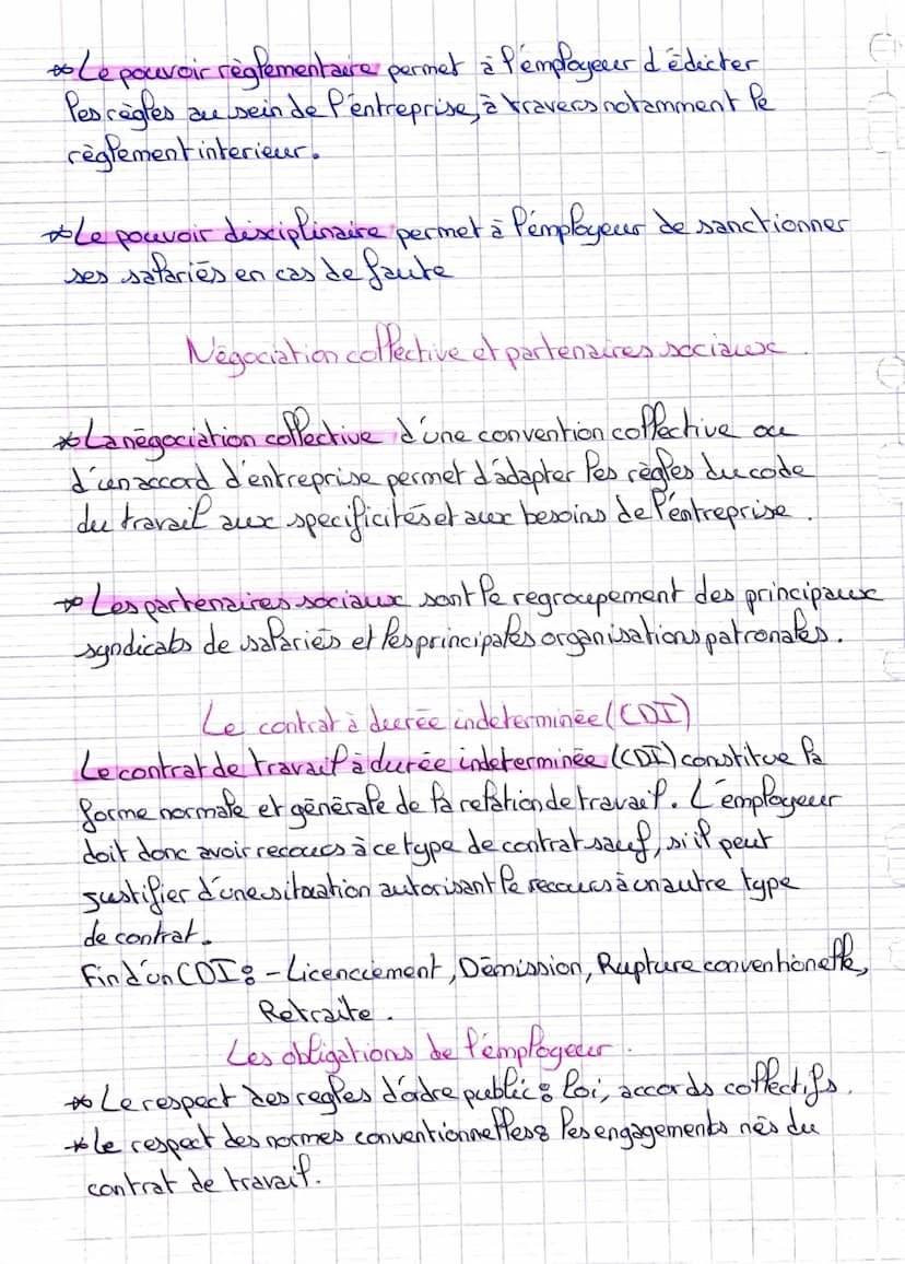 Chapitre 5
Le contrat de travail
Les éléments du contrat de travail.
* Un contrat de travail à pour objet la mise à disposition.
d'une prest