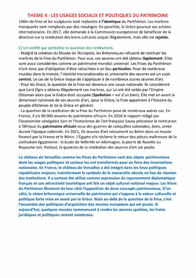 THEME 4: LES USAGES SOCIAUX ET POLITIQUES DU PATRIMOINE
Versailles représente tout à la fois la monarchie absolue de Louis XIV, la puissance
