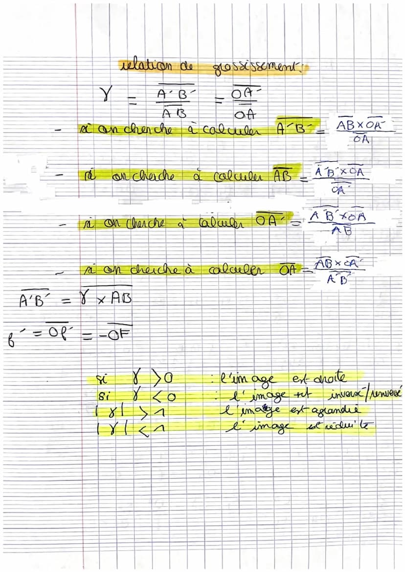 -
A
OA
-
relation de conjugaison
=
OA
OA
si on cherche la position de l'image:
4
4
B²
F
-
OA
OA
allo
A
OA
"
GA
OA
2
OA
OA
S.A.N.:
a 18
6
OA
