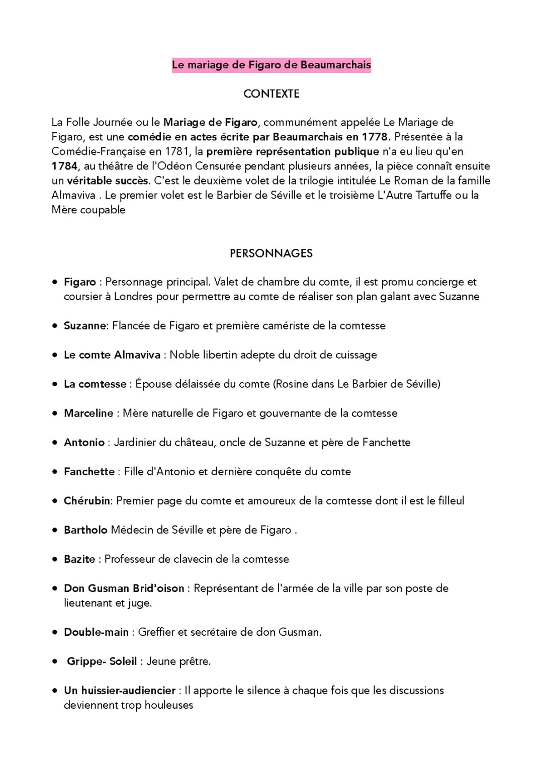 Analyse linéaire Le Mariage de Figaro: Acte 3 scène 16 à Acte 5 scène 7