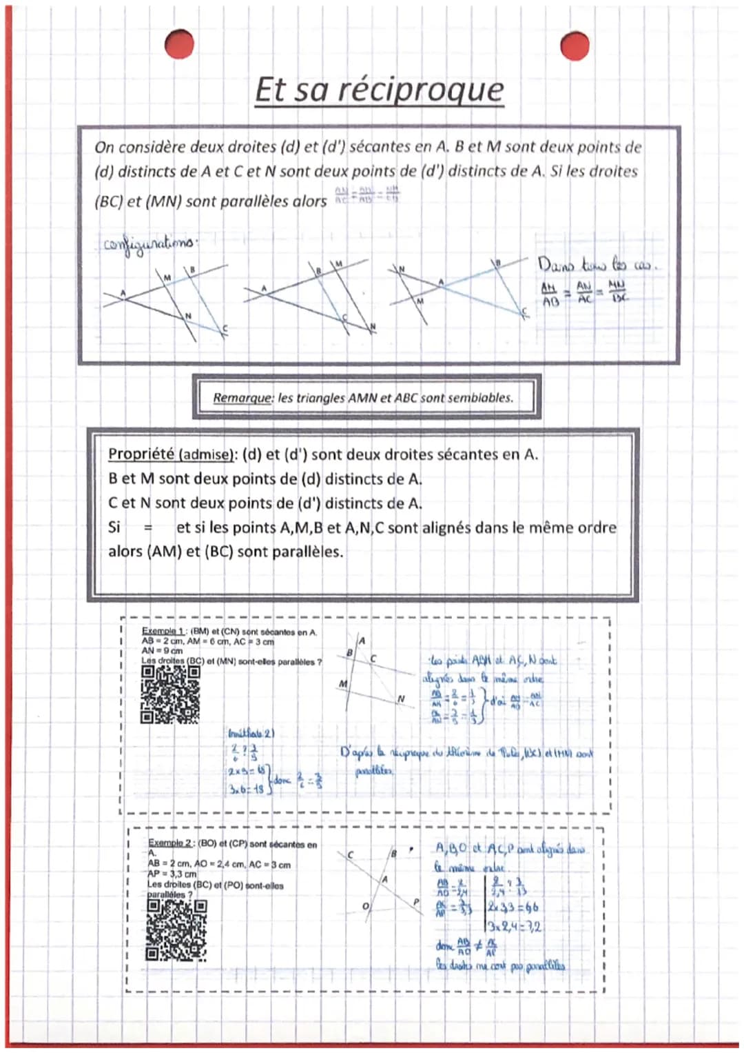 Théorème de Thalès
Définition: deux triangles sont
semblables lorsque leurs angles sont
égaux deux à deux
Remarque: Deux triangles
égaux son