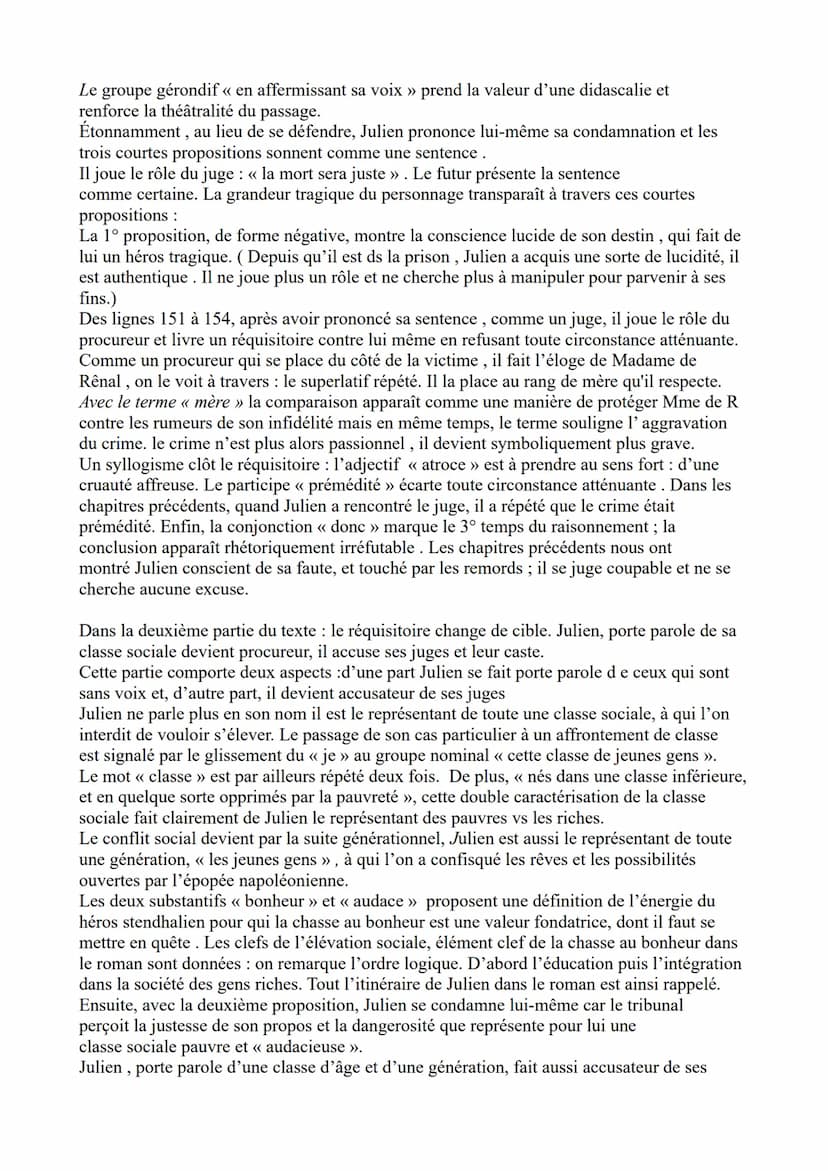 Analyse linéaire Stendhal Le Rouge et le Noir - discours de julien nº 8
Le Rouge et le Noir est un long roman d'apprentissage publié en 1830