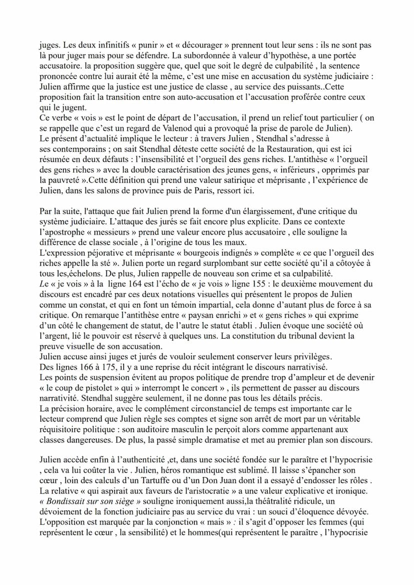 Analyse linéaire Stendhal Le Rouge et le Noir - discours de julien nº 8
Le Rouge et le Noir est un long roman d'apprentissage publié en 1830