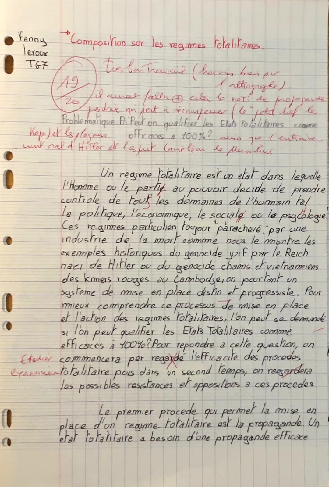 Fanny "Composition sur les
leroux
TG7
totalitaires.
tis bar havail (harms tres per
I attragrahe)
a
I awas fall & cute to not: de propagande
