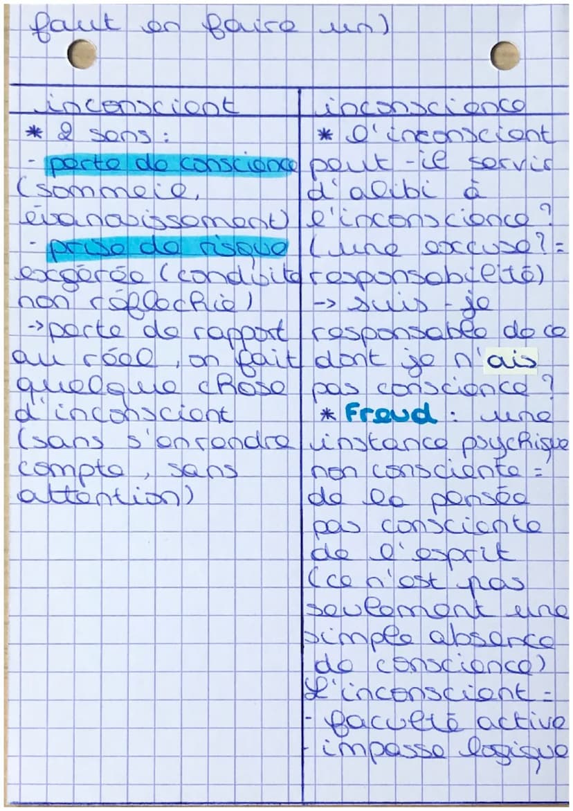 L inconscience
Comment prendre conscience de
son inconscient ?
• Leibniz intuition d'un
Roo - conscience"
- à partir d'une expérience de
la 