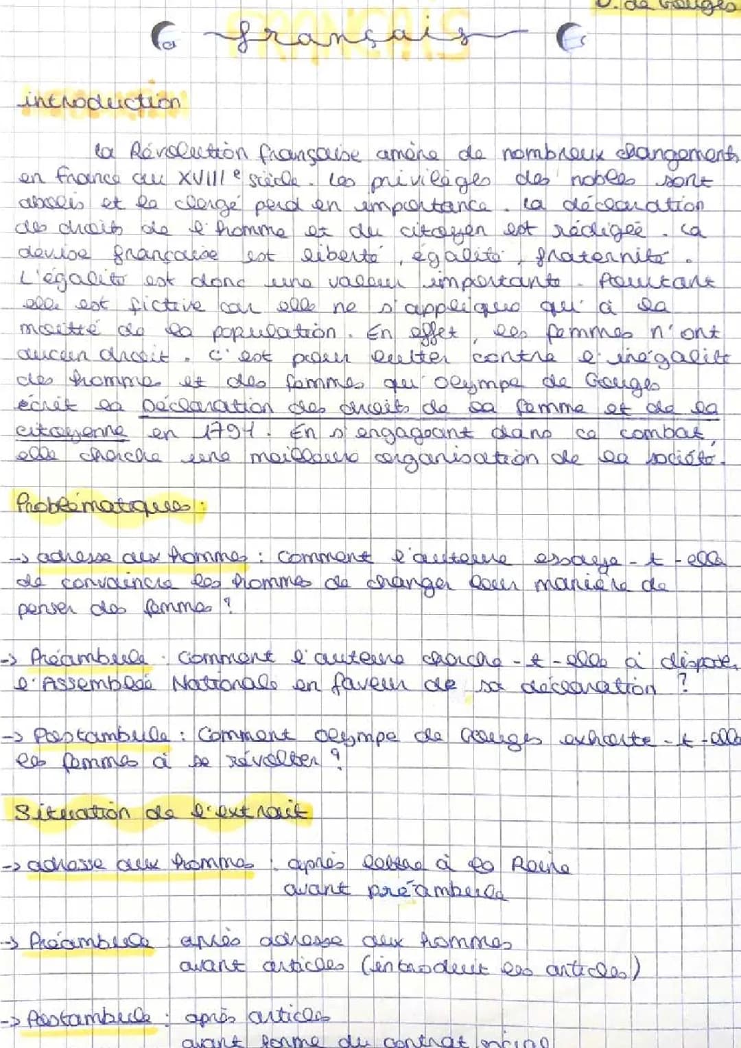 Les droits de la femme Olympe de Gouges : Analyse et Résumé