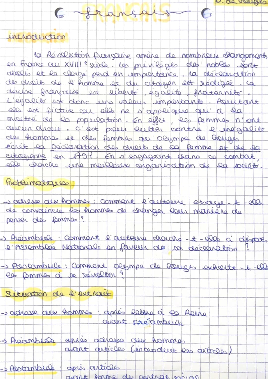 6 français
introduction
la déclaration
la Révolution française amène de nombreux changements
en france cau XVIIIe siècle. Les privileges des