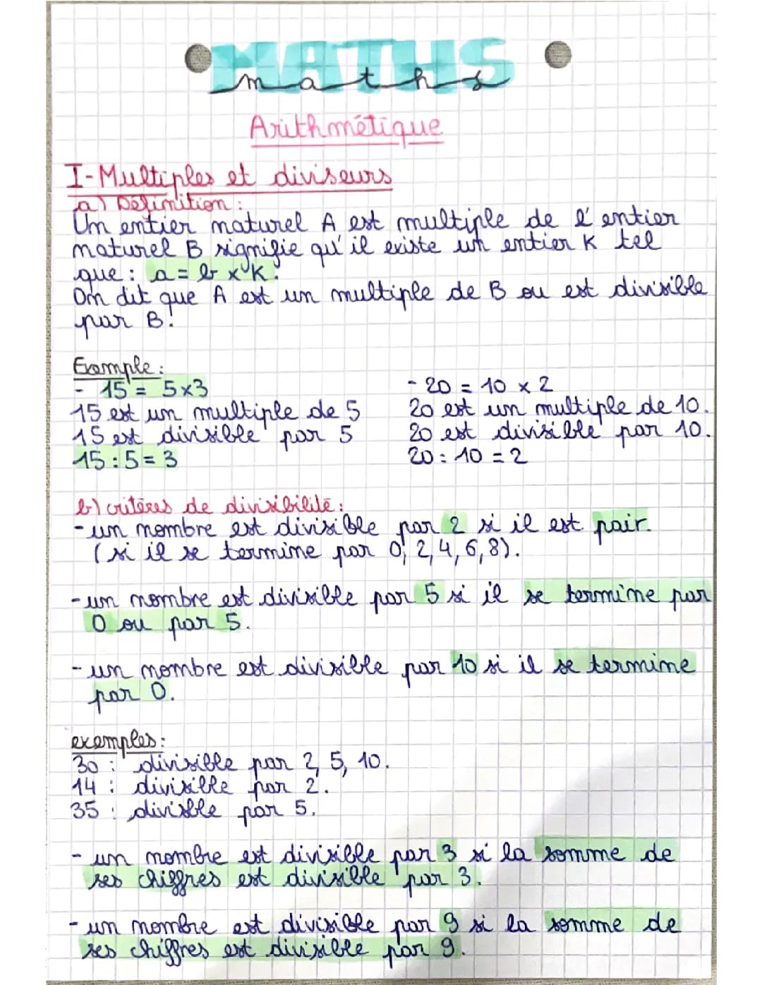 Arithmétique 3ème