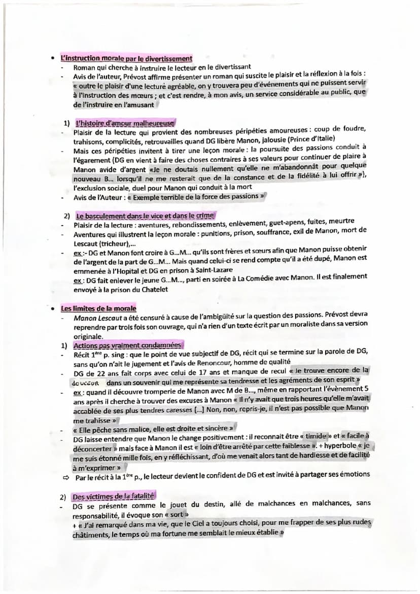●
Dissertation Manon Lescaut
Titre complet : Histoire du chevalier Des Grieux et de Manon Lescaut
Abbé Prévost:
Fuit le couvent à 2 reprises