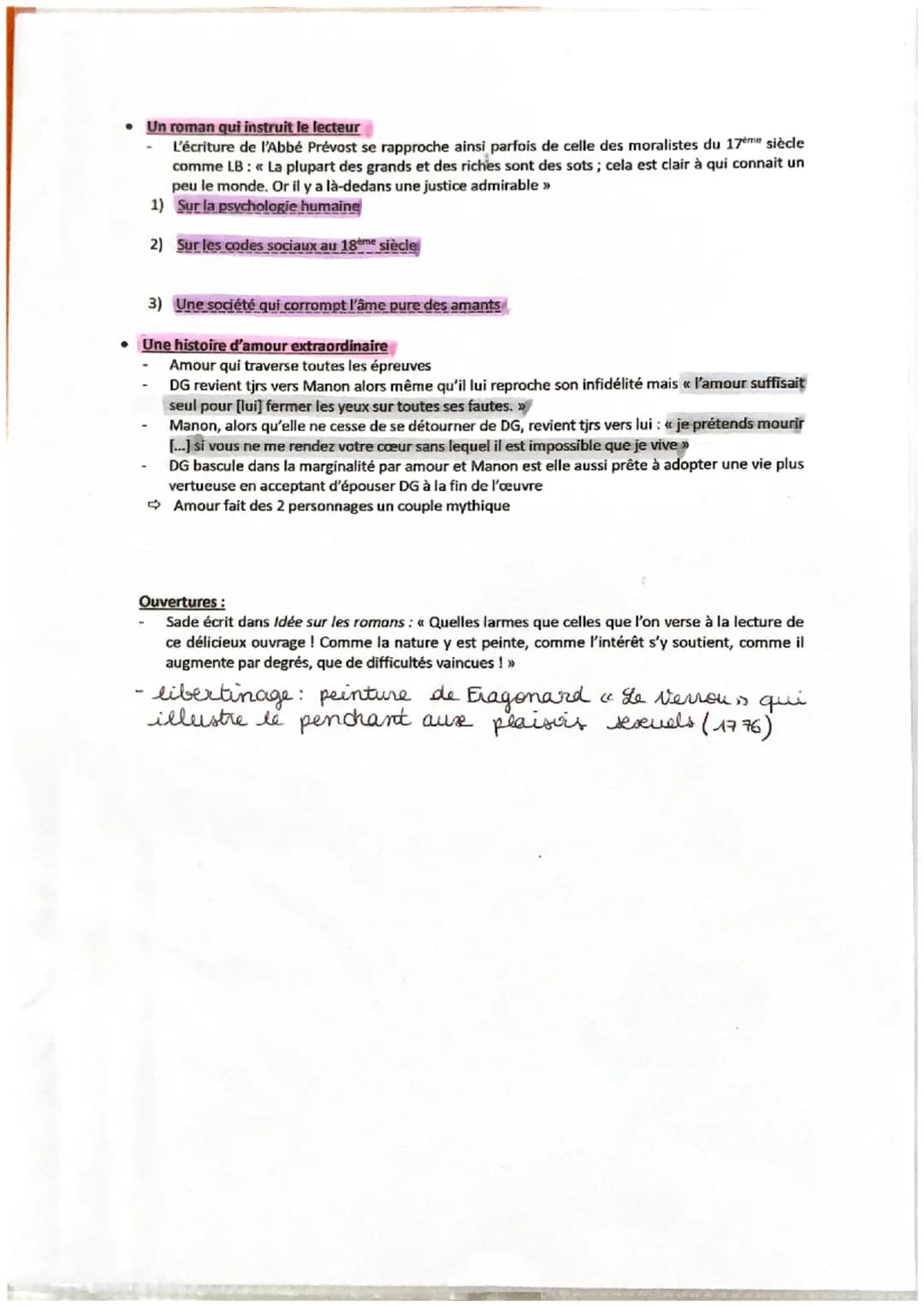 ●
Dissertation Manon Lescaut
Titre complet : Histoire du chevalier Des Grieux et de Manon Lescaut
Abbé Prévost:
Fuit le couvent à 2 reprises
