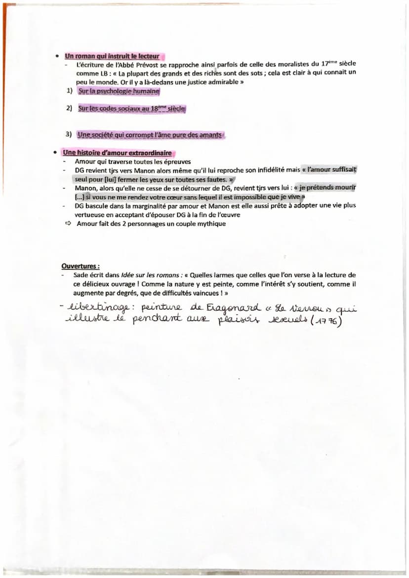 ●
Dissertation Manon Lescaut
Titre complet : Histoire du chevalier Des Grieux et de Manon Lescaut
Abbé Prévost:
Fuit le couvent à 2 reprises