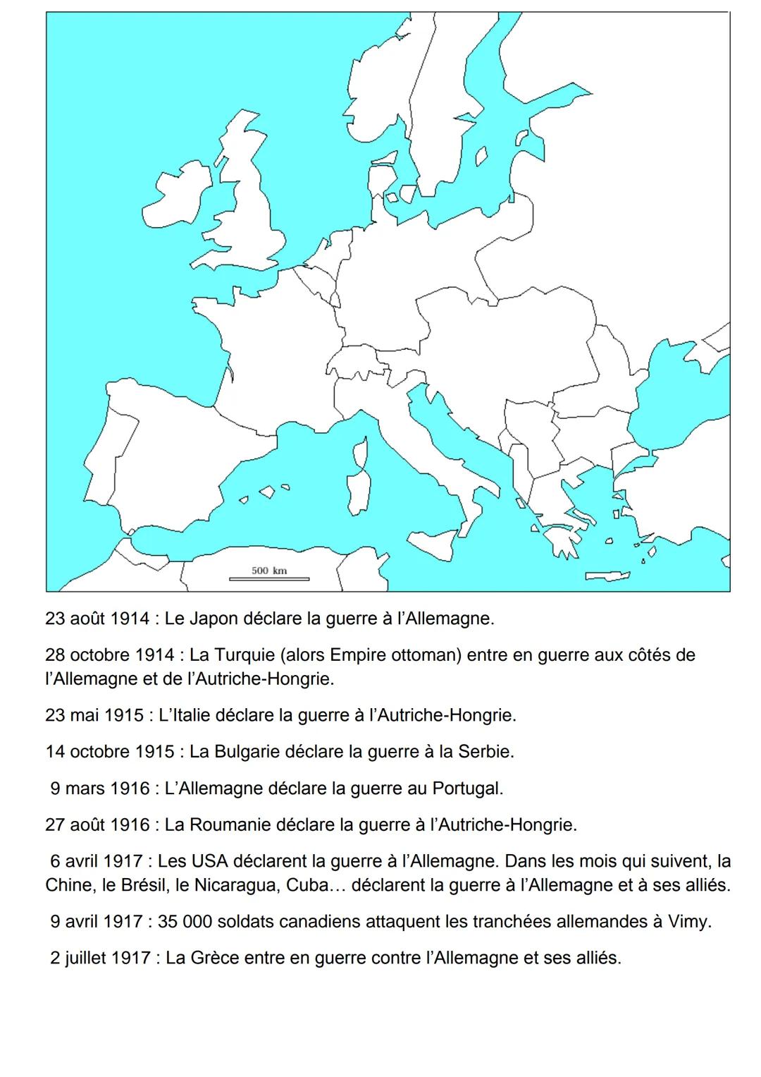 La première guerre mondiale
La guerre de 1914-1918 a été le premier conflit généralisé, entraînant dans la guerre un nombre
important de pay