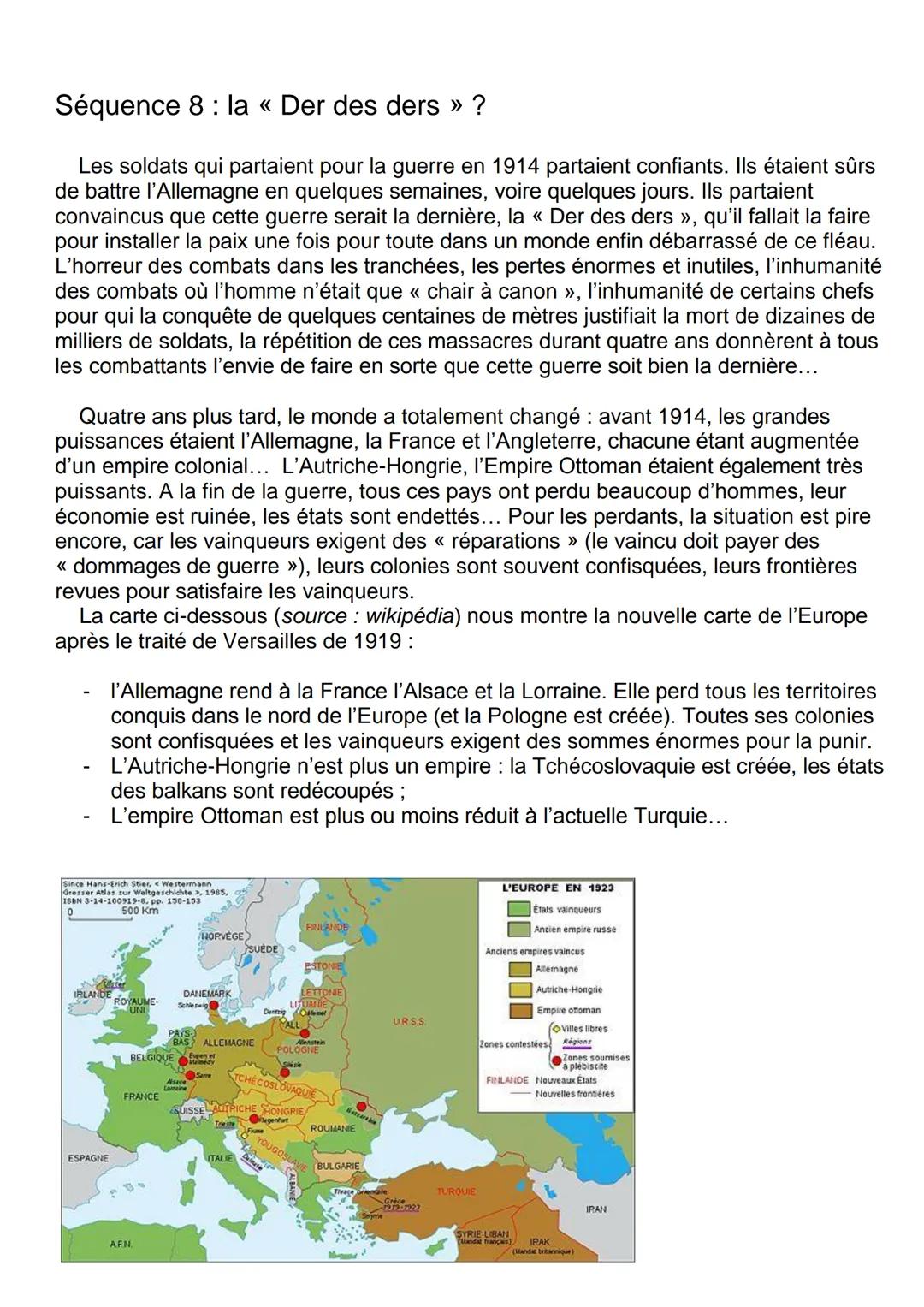 La première guerre mondiale
La guerre de 1914-1918 a été le premier conflit généralisé, entraînant dans la guerre un nombre
important de pay