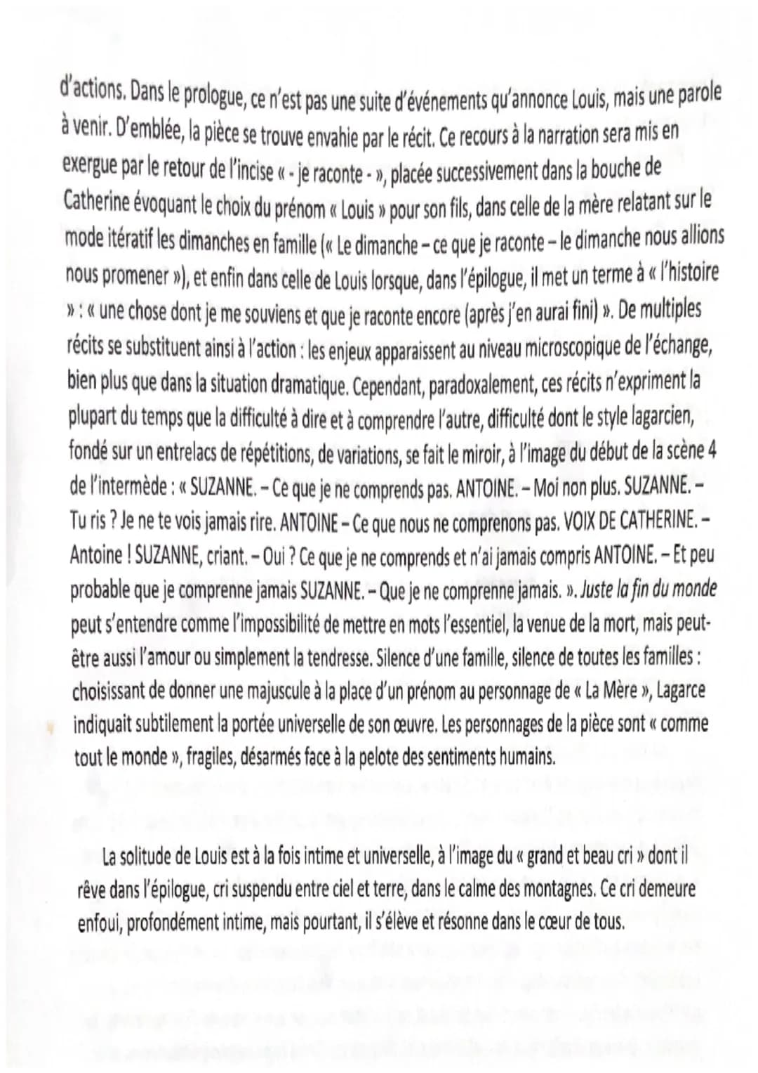 Dissertation : Juste la fin du monde est-ce seulement un drame intime?
L'intitulé du sujet invite à interroger la portée de la pièce de Jean