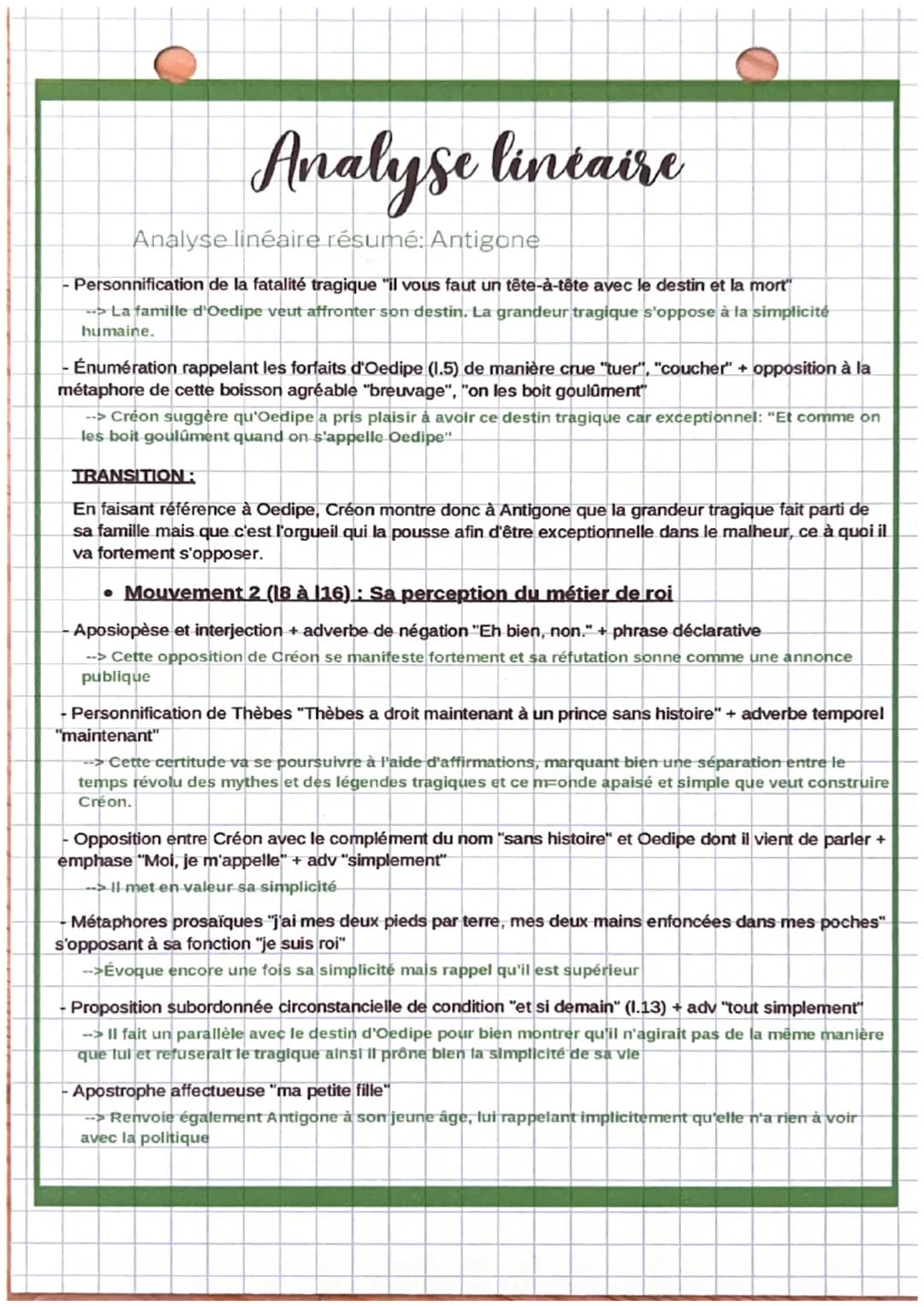 Analyse lintaire
Analyse linéaire résumé: Antigone
INTRODUCTION:
• Présentation du texte
--> AUTEUR: -Jean Anouilh est un dramaturge françai