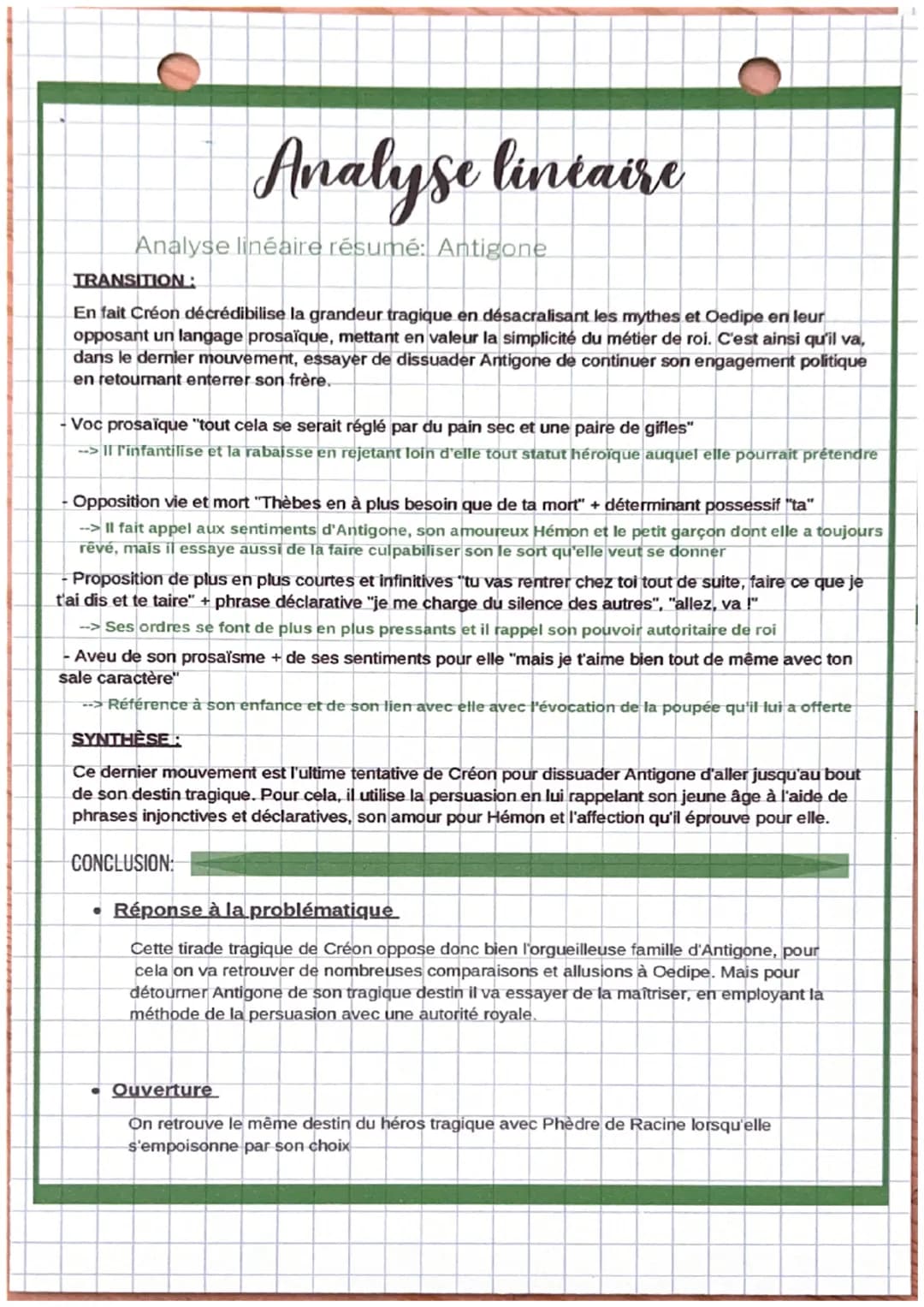 Analyse lintaire
Analyse linéaire résumé: Antigone
INTRODUCTION:
• Présentation du texte
--> AUTEUR: -Jean Anouilh est un dramaturge françai