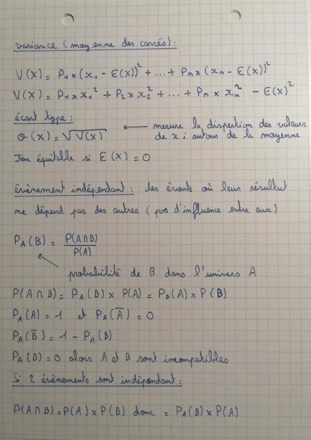 Probabilités
expérience aléatoire : on me
issue:
évent élémentaire: me
évent impossible:
réunion :
l'avance
résultat possible d'un évènement