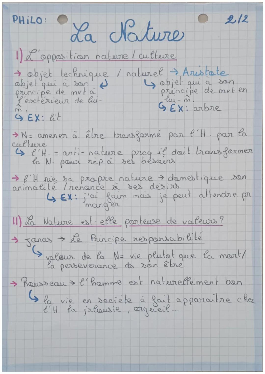 PHILO:

# La Pature

1/2

→ Nature: ce qui est = essence. Ce qu'est
une chose nécessairement = ce qu'elle ne peut
pas être

→ du latin "natu