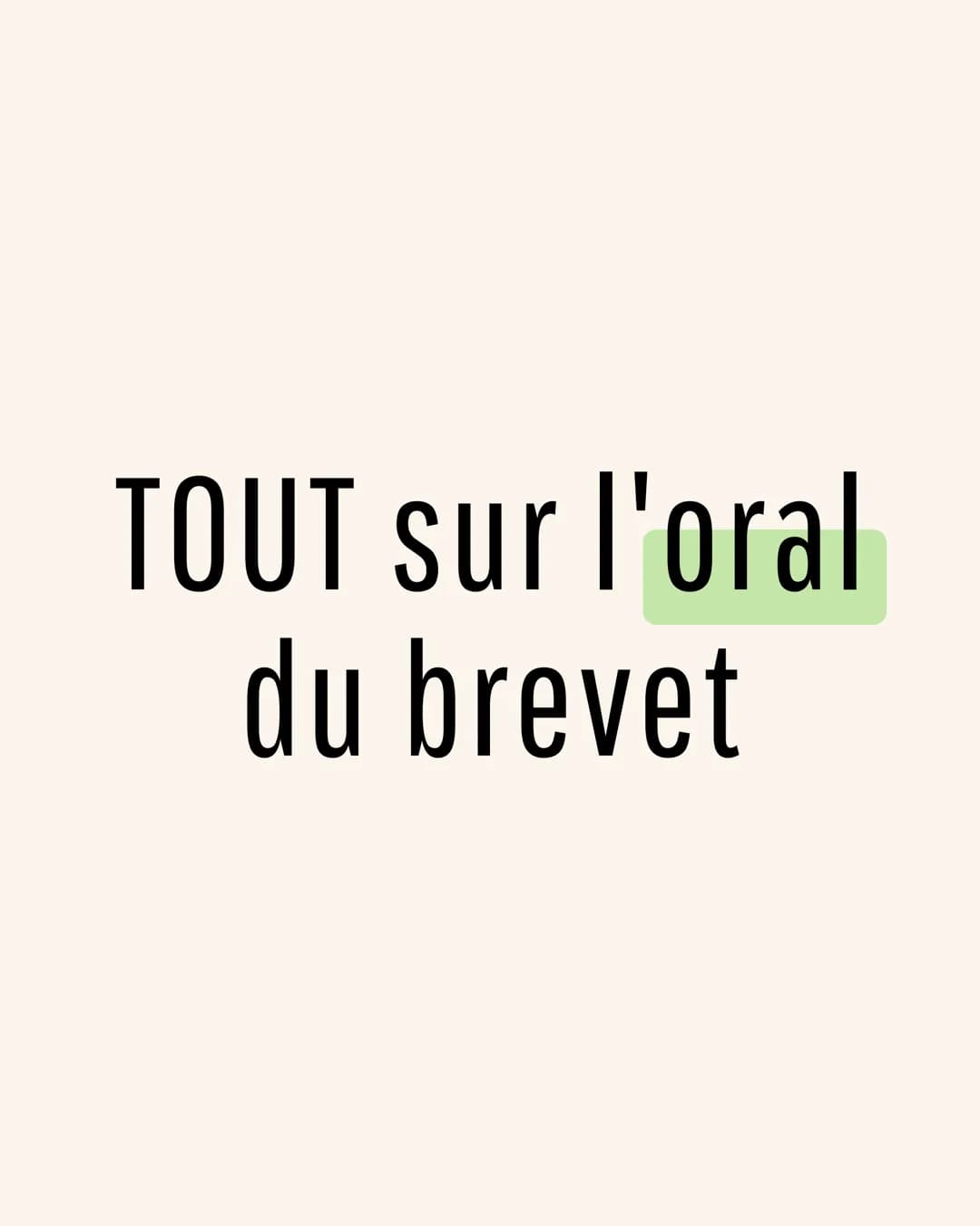 TOUT sur l'oral
du brevet Oublie pas
de t'abonner
pour ne rien louper..
L'épreuve :
L'oral du Brevet est la
soutenance d'un projet réalisé
d