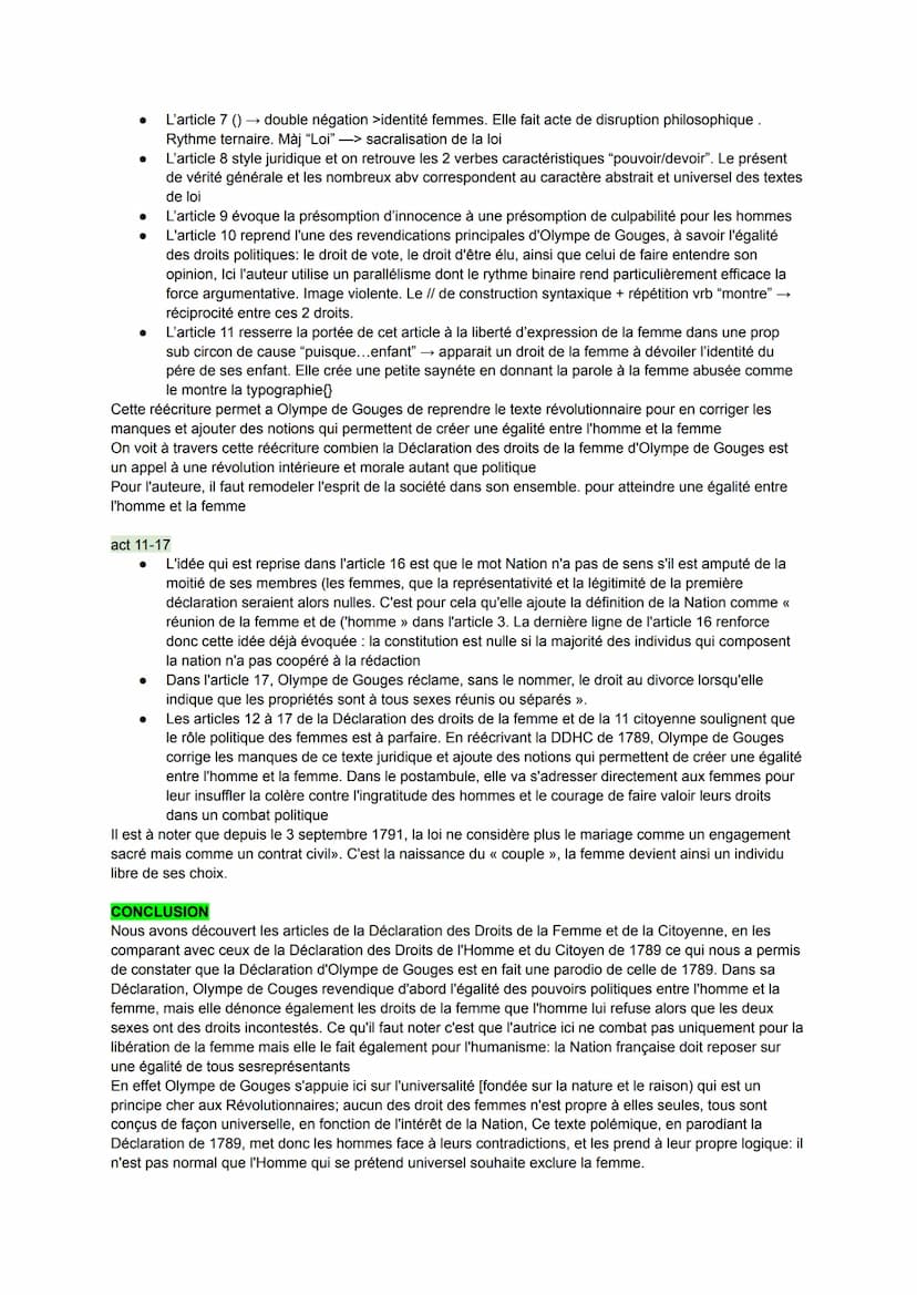 DDFC d'Olympe de Gouge
INTRO:
Marie Gouze, dit Olympe de Gouges écrit la DDFC à la fois en prolongement et en réaction à la DDHC de
1789. La