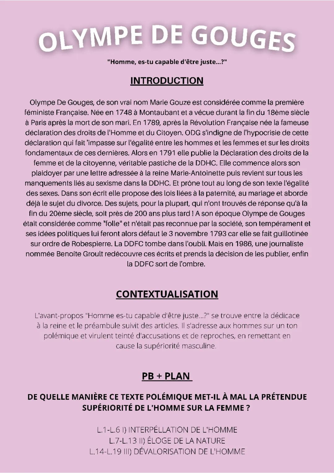 OLYMPE DE GOUGES / BAC FR
