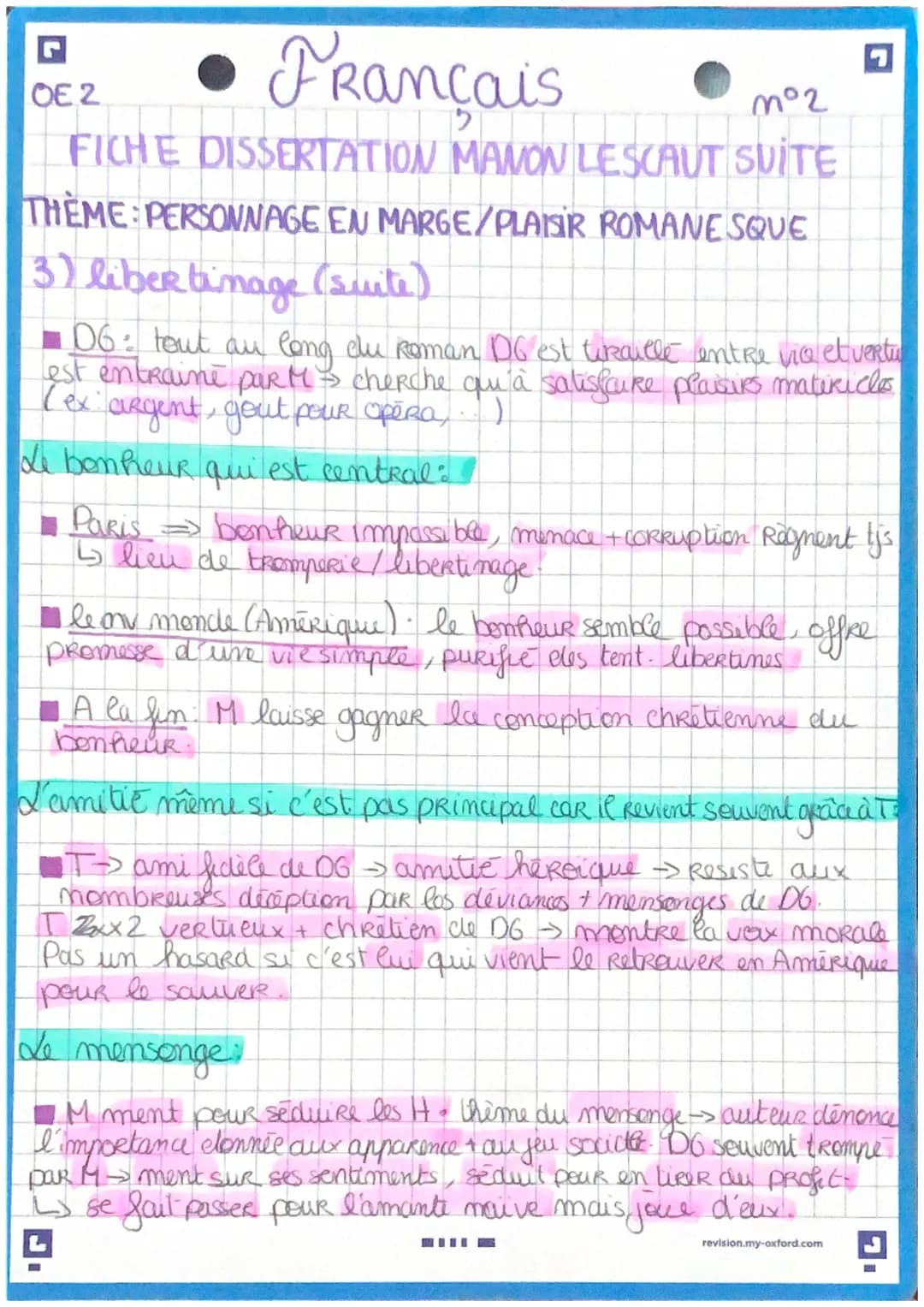 Français
mᵒ1
FICHE DISSERTATION MANON LESCAUT
ZESCA
THEME: PERSONNAGE EN MARGE/PLAISIR ROMANESQUE
OE 2
introduction:
deckie
Au début du XVil