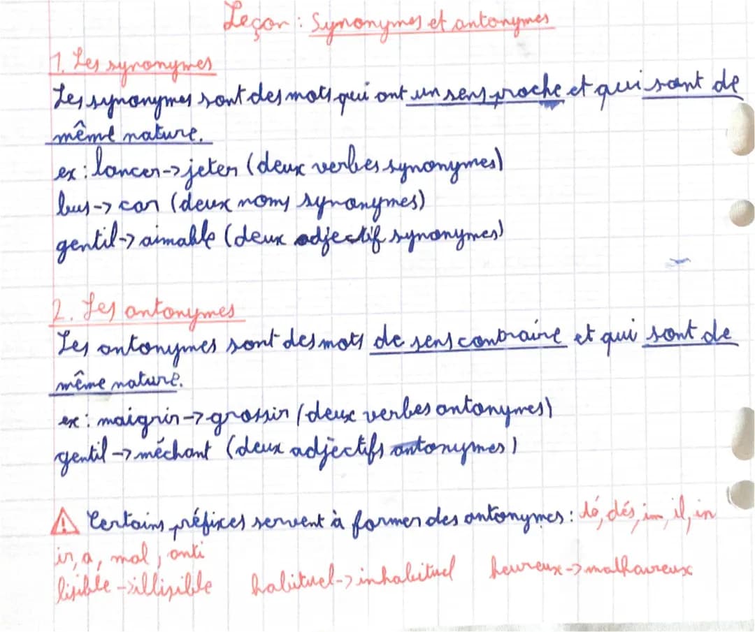 Synonymes et Antonymes Faciles: Exercices et Exemples pour Toi