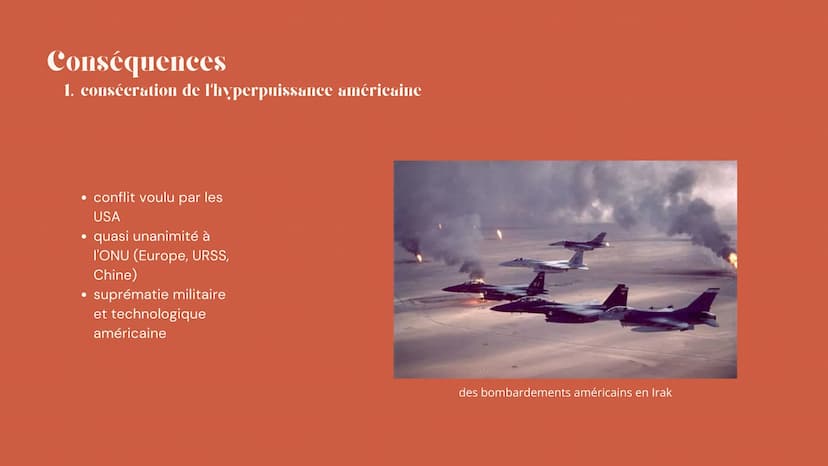 la première
Guerre du Golfe
Freton Ophélie Tle hggsp
Thème 2 En quoi la première Guerre du
Golfe est un conflit
d'envergure internationale, 