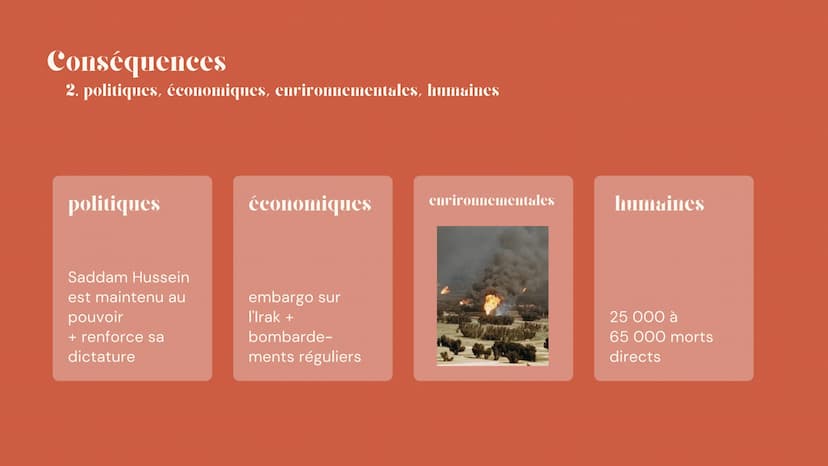 la première
Guerre du Golfe
Freton Ophélie Tle hggsp
Thème 2 En quoi la première Guerre du
Golfe est un conflit
d'envergure internationale, 
