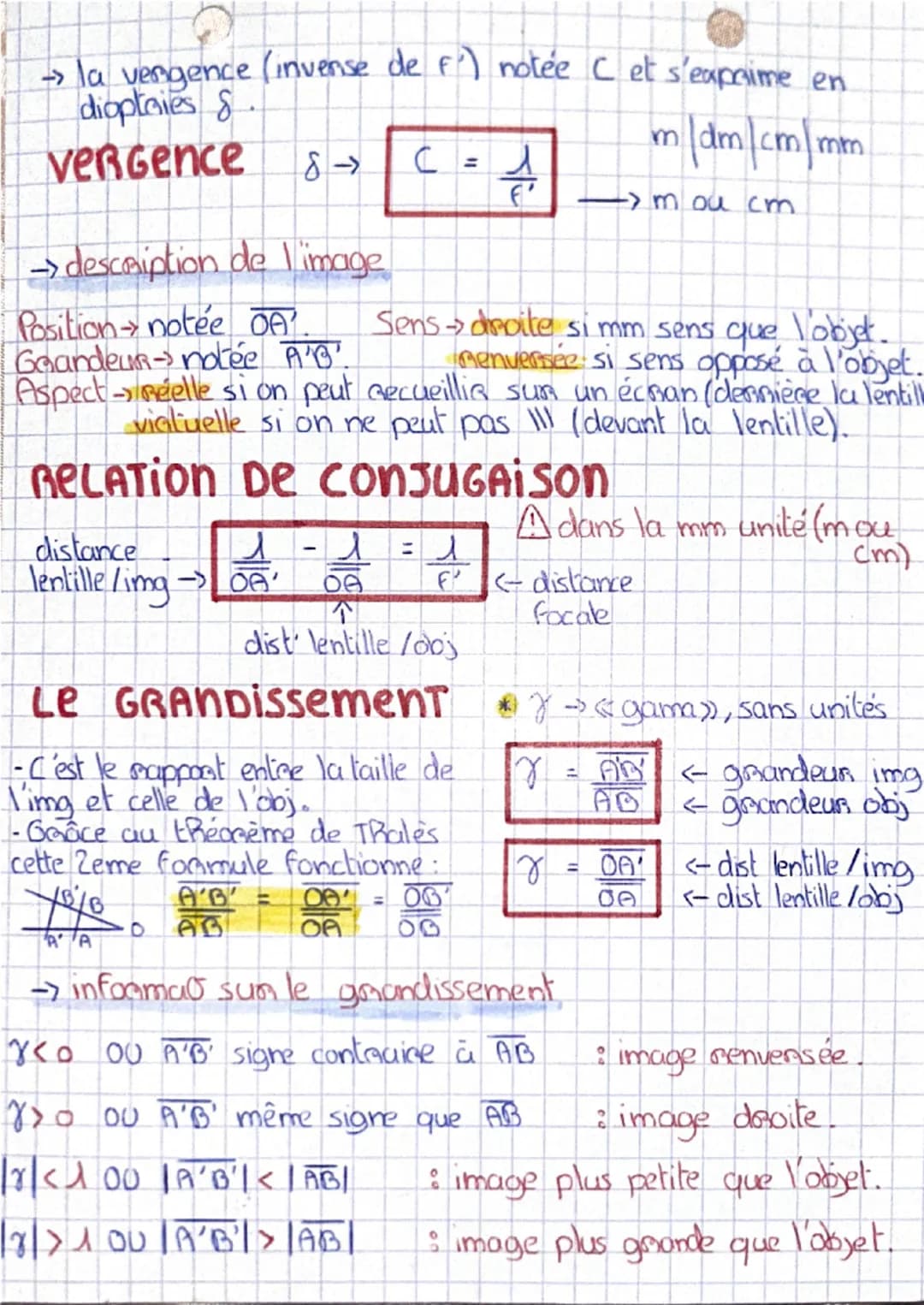 lène spé
• Physique chimie
lentilles convergentes
- Une lentille dévie la lumière → phénomène de réfracto.
→ Caractéristiques + propriétés..