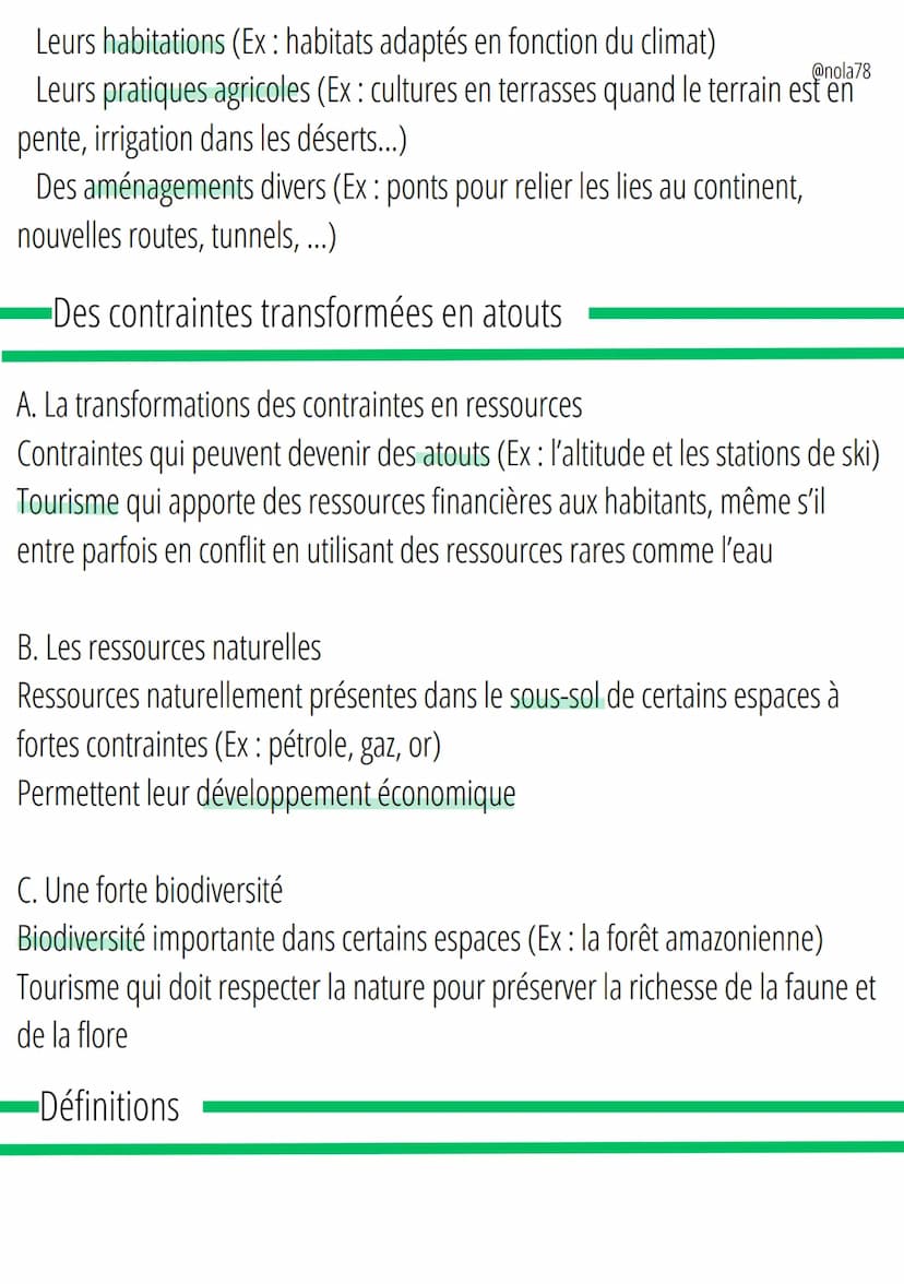 Habiter un espace à forte
contraintes
Des milieux contraignants
A. Des milieux contraignants
A. Certains milieux présentent des contraintes
