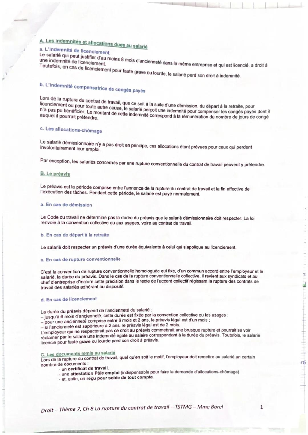 theme7 CHAPITRE 8: La rupture du contrat de travail.
Droit

-da rupture du contrat de travail par le salarié.

La demaission

lo Decission q