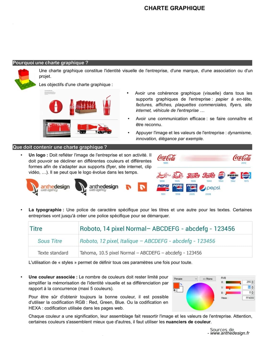 Pourquoi une charte graphique ?
Une charte graphique constitue l'identité visuelle de l'entreprise, d'une marque, d'une association ou d'un
