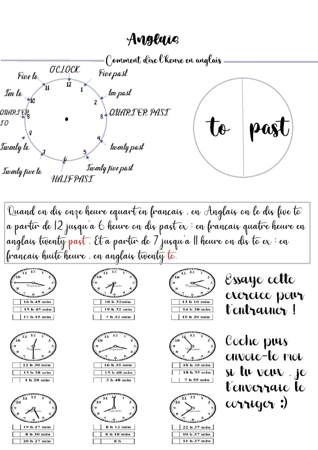 Apprends l'heure en anglais : horloge, am/pm, et exercices amusants !