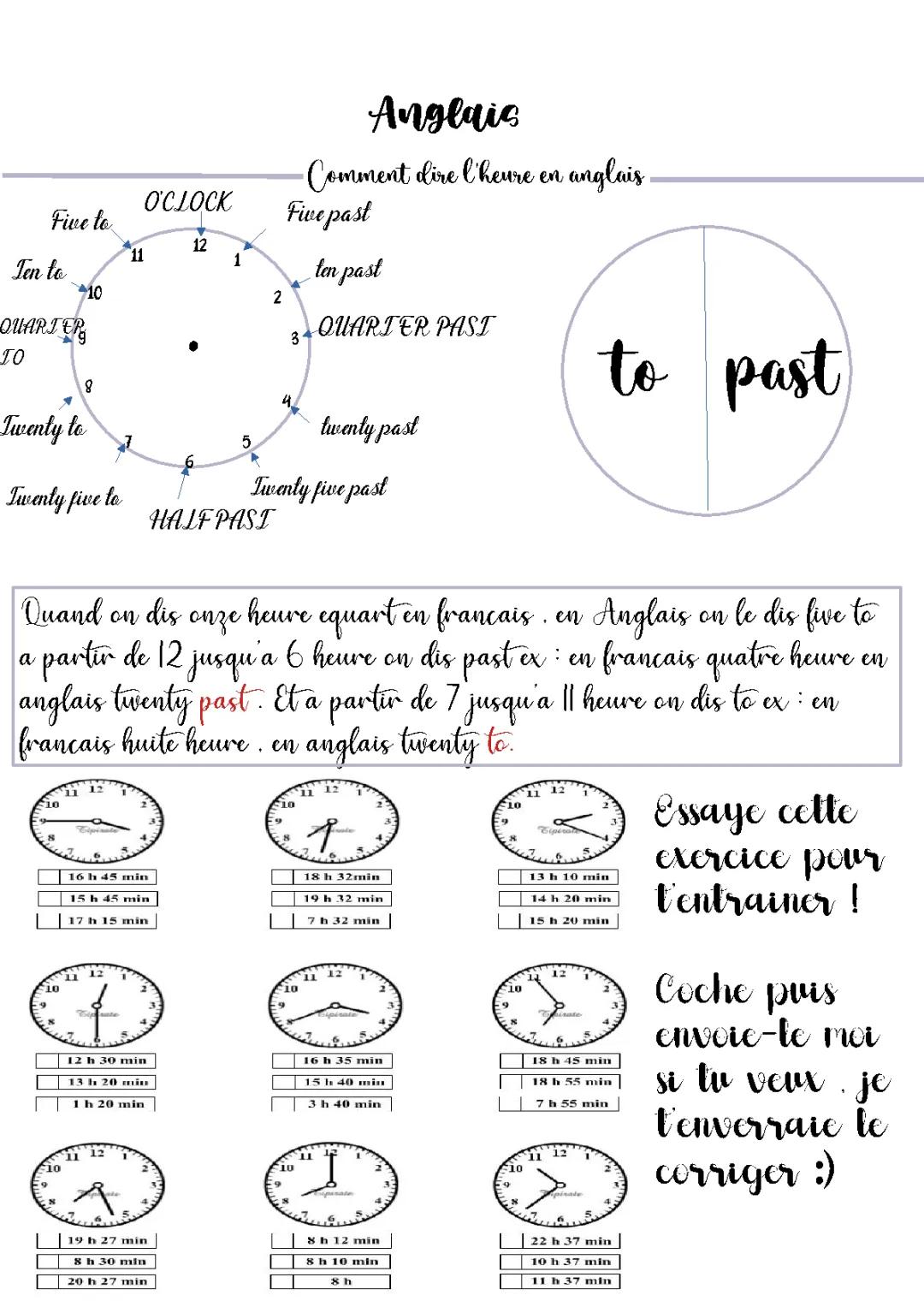 Apprends l'heure en anglais : horloge, am/pm, et exercices amusants !